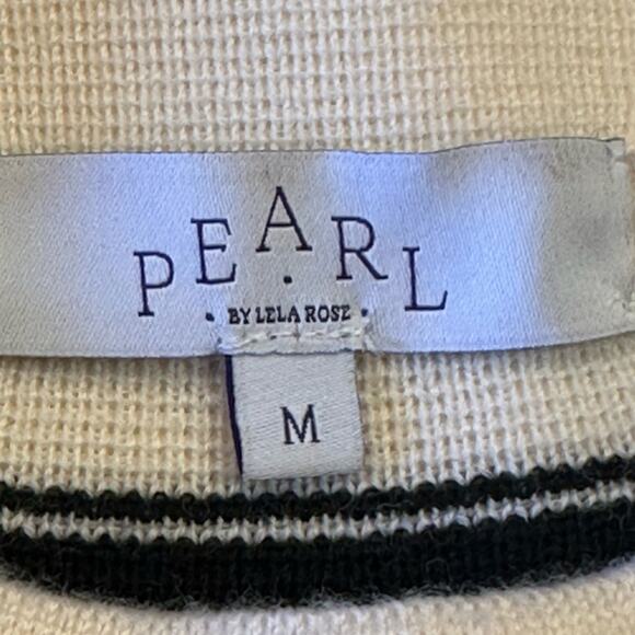 Pearl by Lela Rose Women’s Medium Ivory & Black Plaid Wool Mock Neck Sweater - Picture 3 of 5